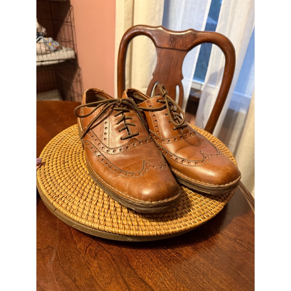 Born Mens Tan Leather Wingtip Oxford Brogue Dress Shoes M5032 Size 10.5 EU 44.5 - Picture 9 of 9